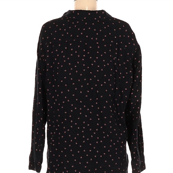 Madewell Black Floral Flannel Button Down Shirt Shacket - Picture 3 of 6